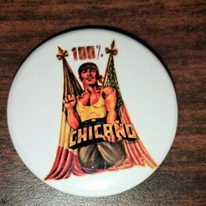 Set of 4 vintage 70's & 80's Cholo, Lowrider, Old School 38mm pin buttons. Very